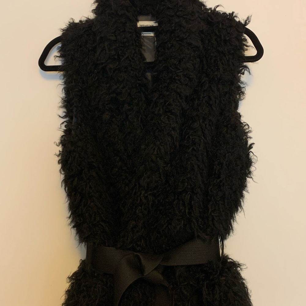 Zadig & Voltaire Faux Fur Black Sleeveless Jacket - image 4